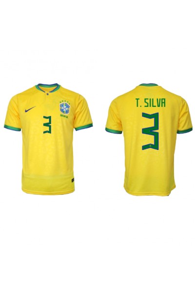 Fotbalové Dres Brazílie Thiago Silva #3 Domácí Oblečení MS 2022 Krátký Rukáv